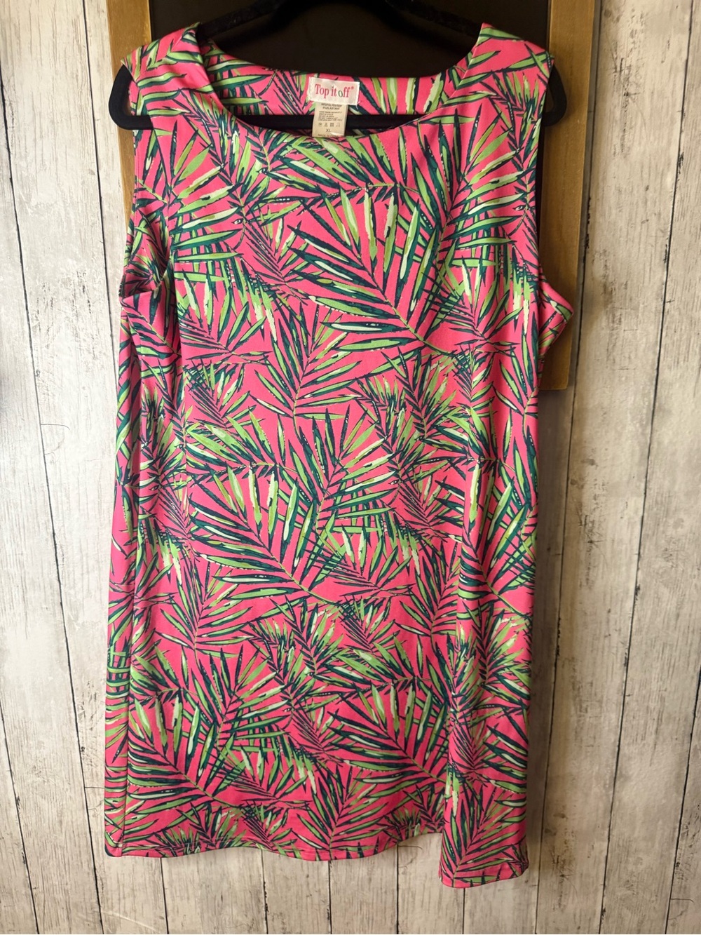 Top it off palm tree print travel collection printed wrinkle resistant dress XL